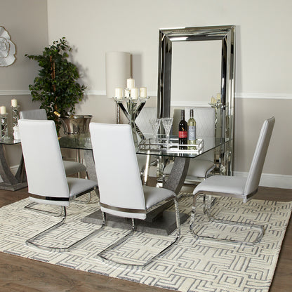 Leo Light Grey PU And Chrome Dining Chair