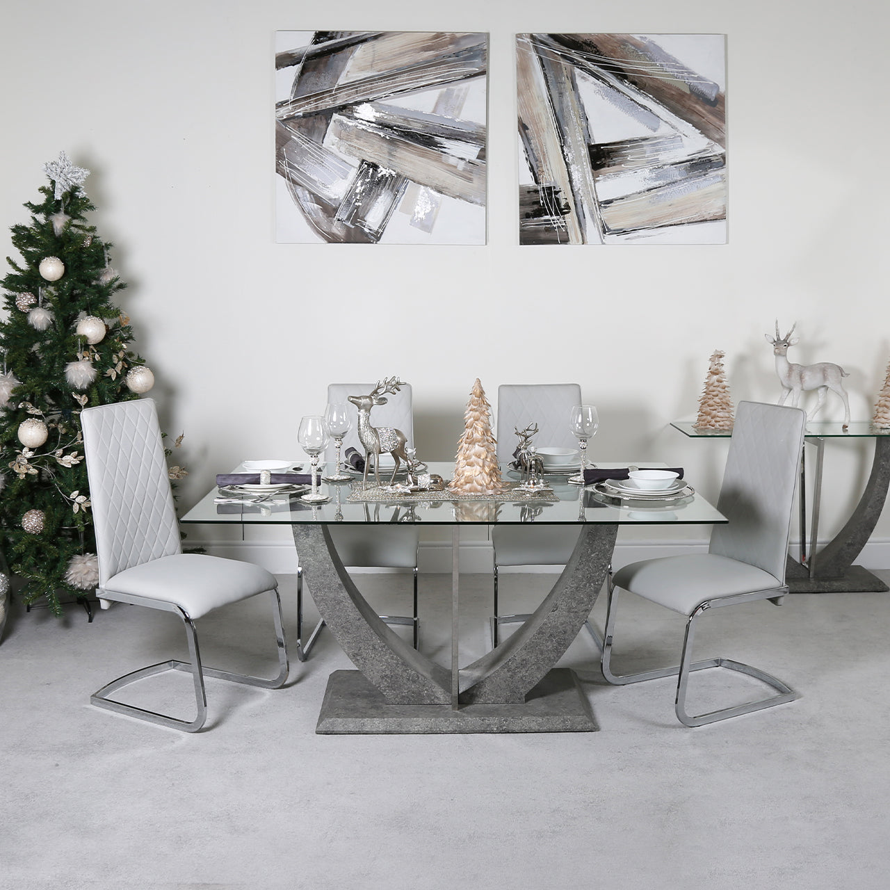 Leo Light Grey PU And Chrome Dining Chair