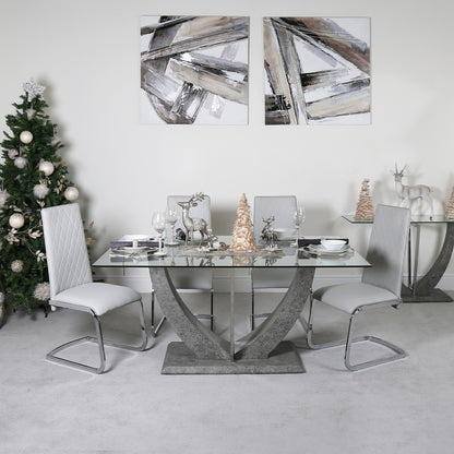 Leo Light Grey PU And Chrome Dining Chair