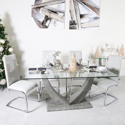 Leo Light Grey PU And Chrome Dining Chair