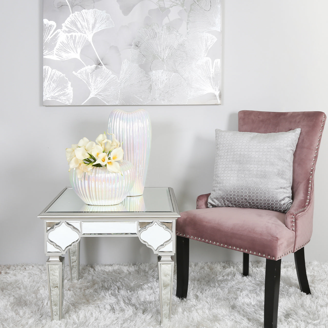 Tufted Back Dining Chair Blush Pink