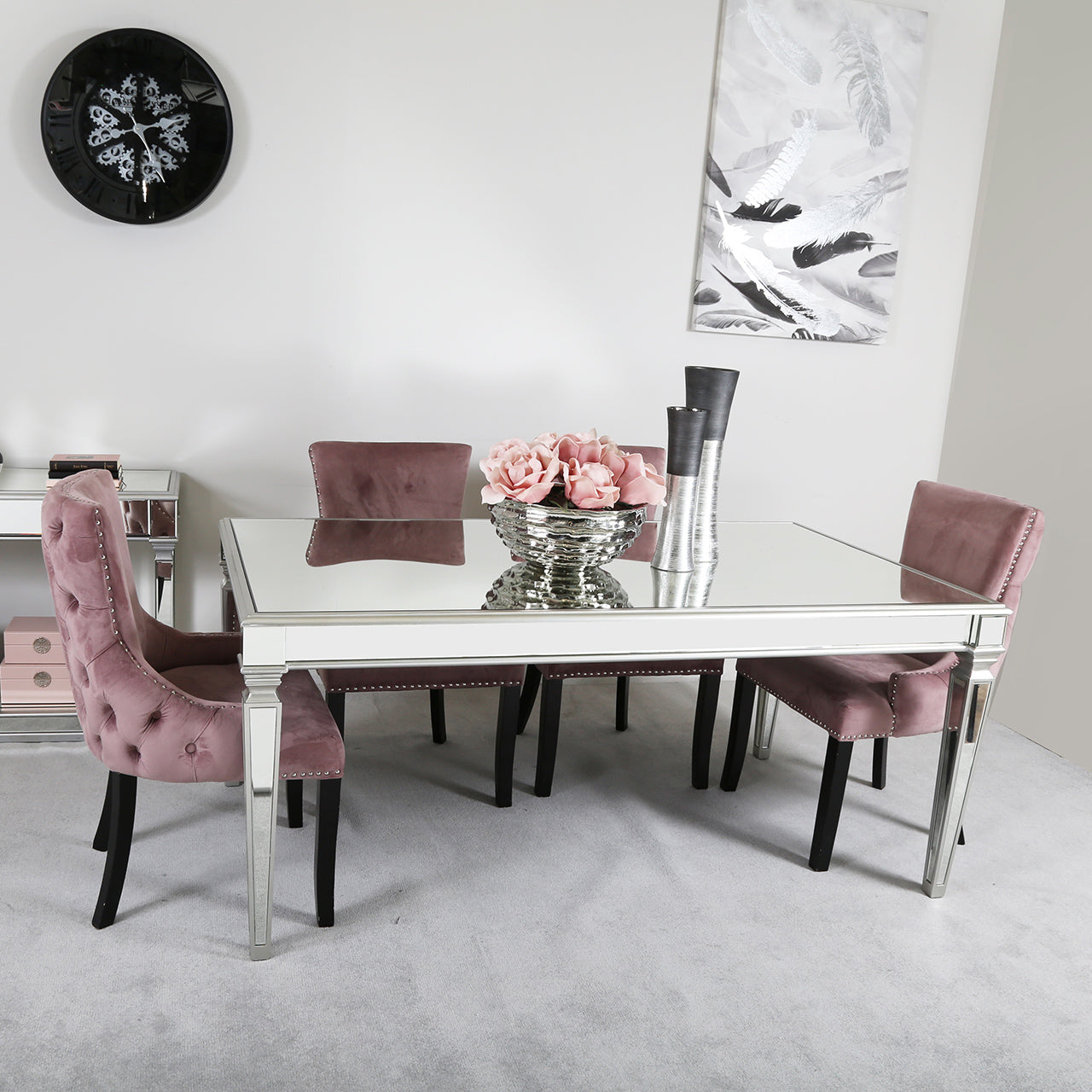 Tufted Back Dining Chair Blush Pink