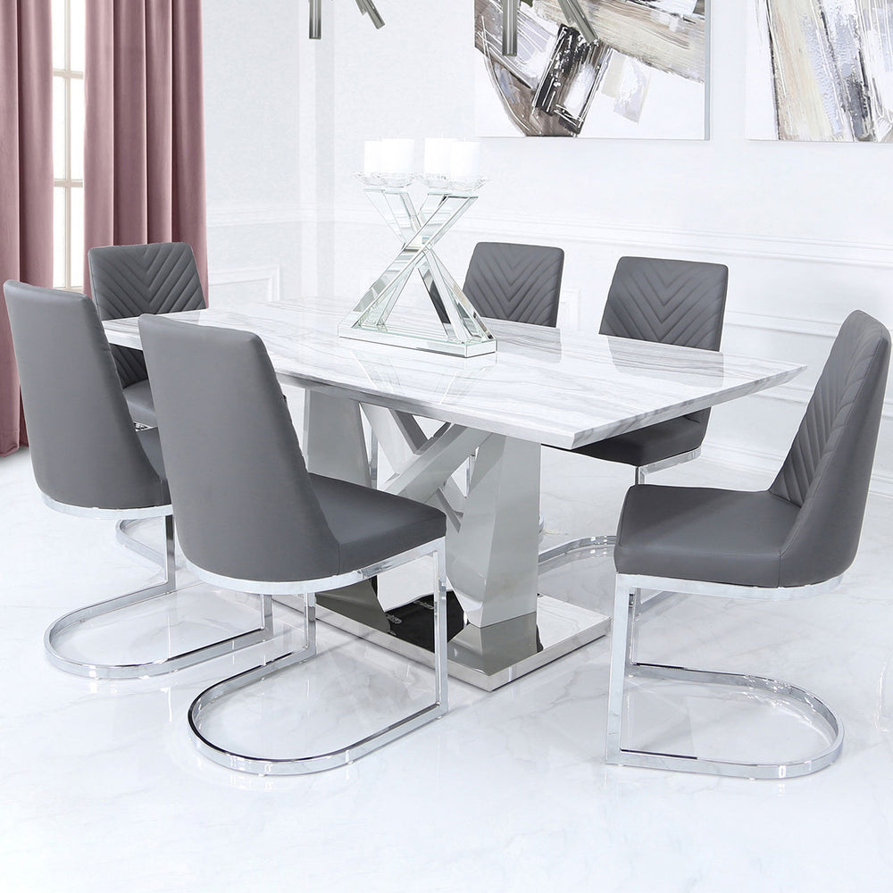 Chevron Dining Chair Grey