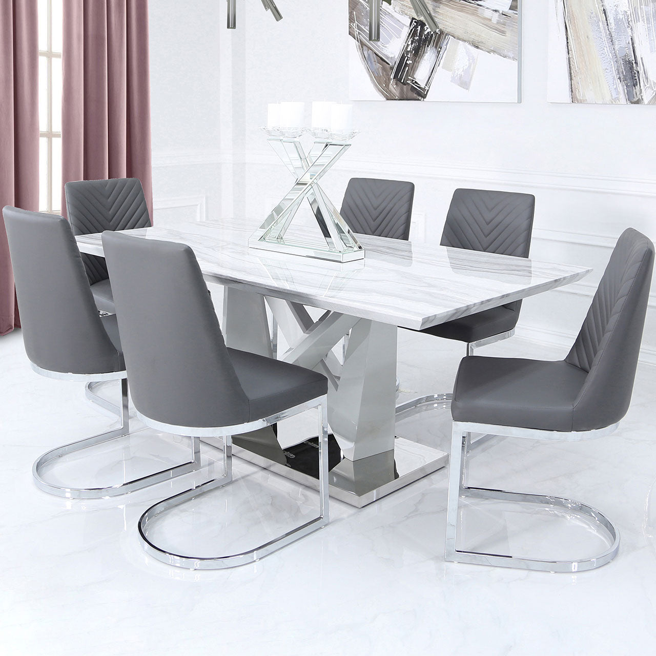 Chevron Dining Chair Grey