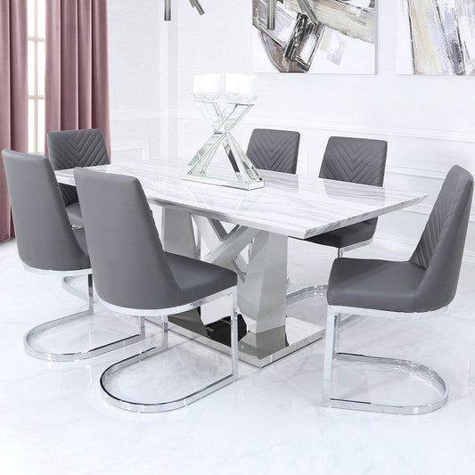 Chevron Dining Chair Grey
