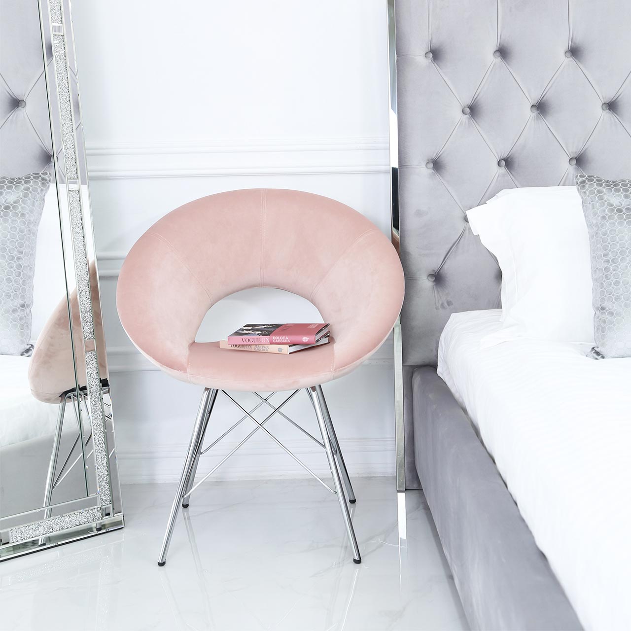 Orb Dining Chair Grey Velvet