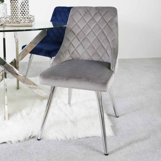 Tiffany Dining Chair Grey Velvet