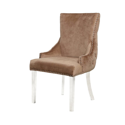 Tufted Back Dining Chair Champagne Steel  Legs - DSP