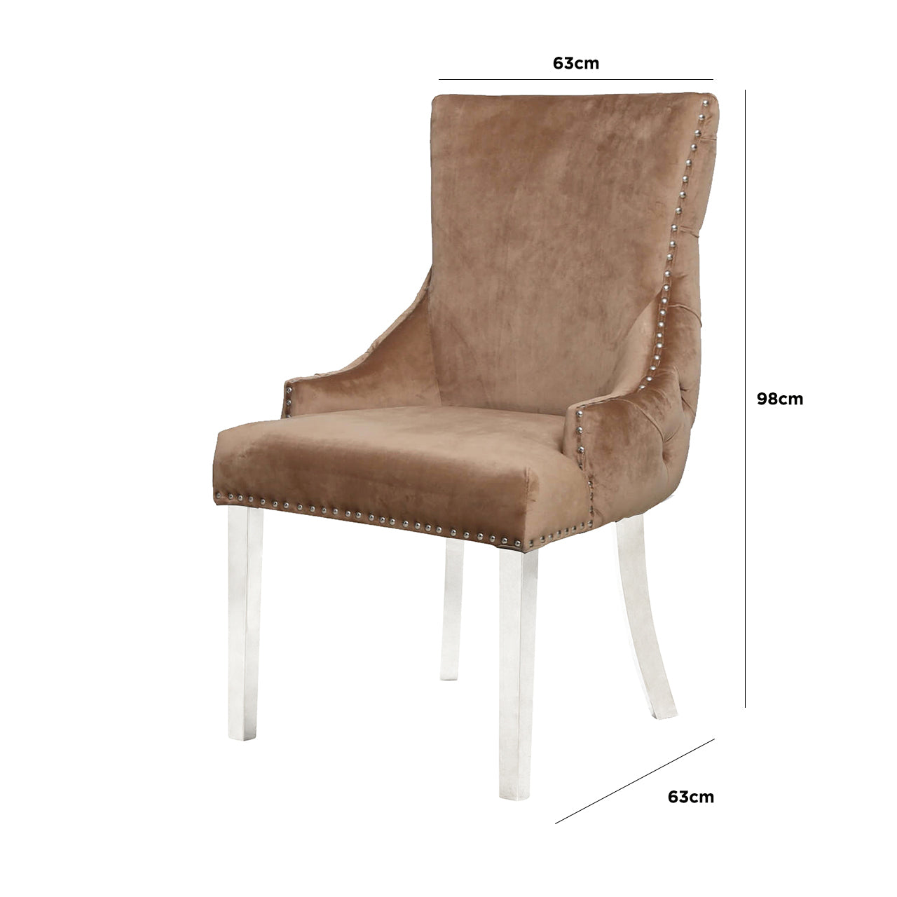 Tufted Back Dining Chair Champagne Steel  Legs - DSP