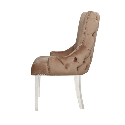 Tufted Back Dining Chair Champagne Steel  Legs - DSP