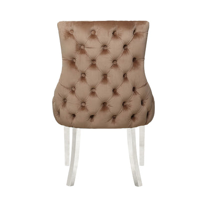 Tufted Back Dining Chair Champagne Steel  Legs - DSP