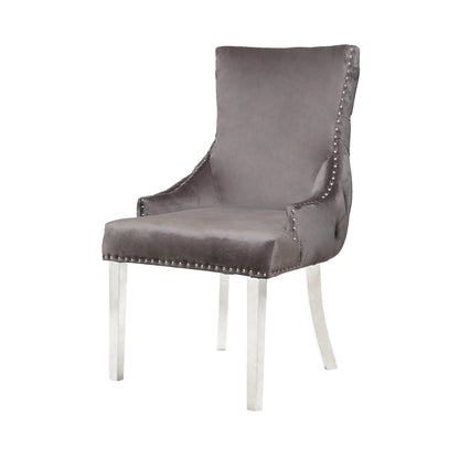 Tufted Back Dining Chair Grey Steel Legs - DSP