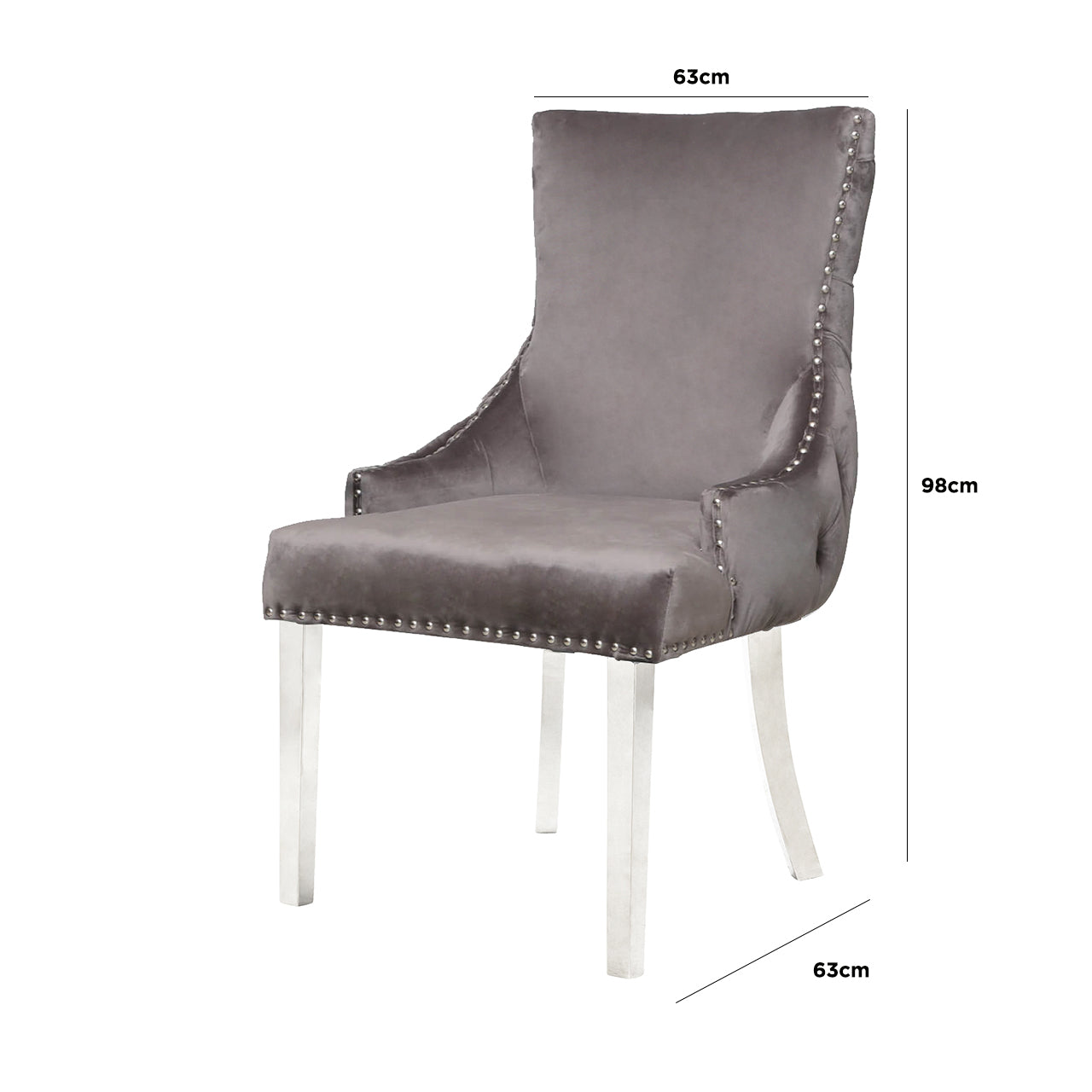 Tufted Back Dining Chair Grey Steel Legs - DSP