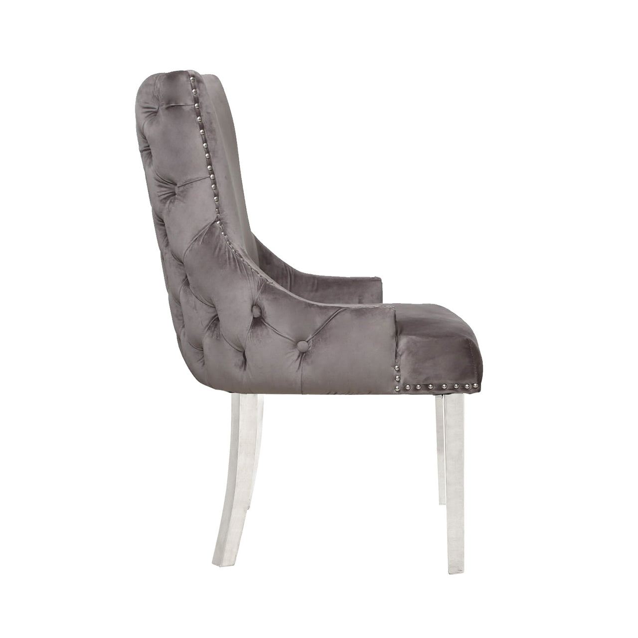 Tufted Back Dining Chair Grey Steel Legs - DSP