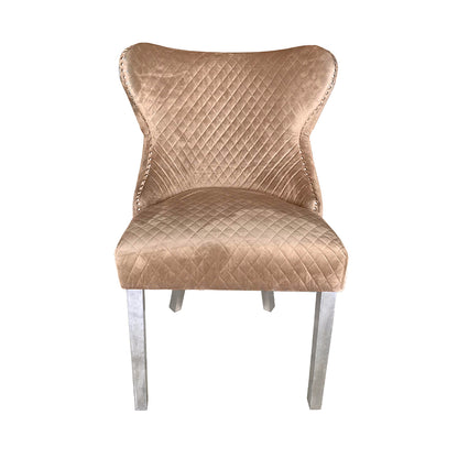 Tufted Back Dining Chair Champagne  Steel Legs-DSP