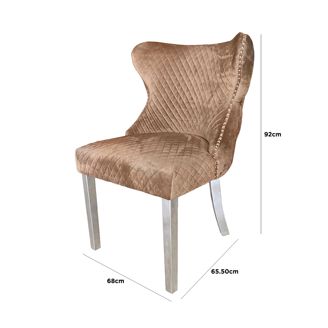 Tufted Back Dining Chair Champagne  Steel Legs-DSP