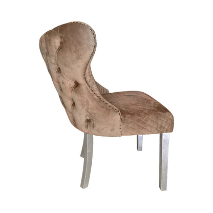 Tufted Back Dining Chair Champagne  Steel Legs-DSP