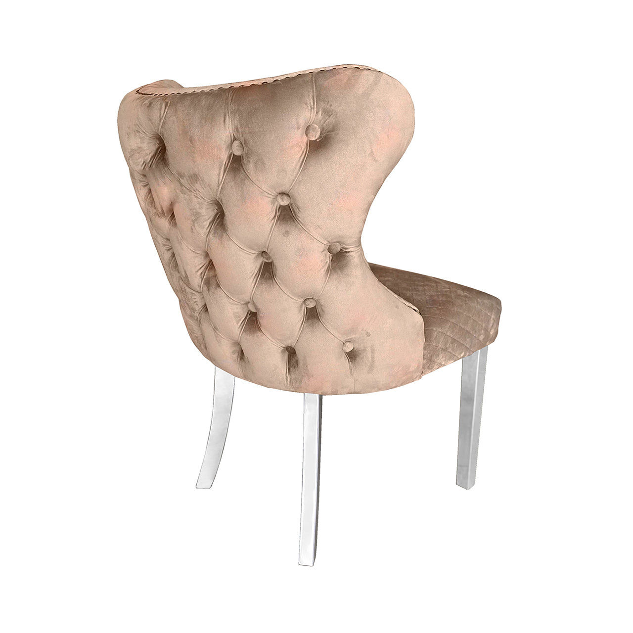 Tufted Back Dining Chair Champagne  Steel Legs-DSP