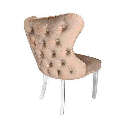 Tufted Back Dining Chair Champagne  Steel Legs-DSP