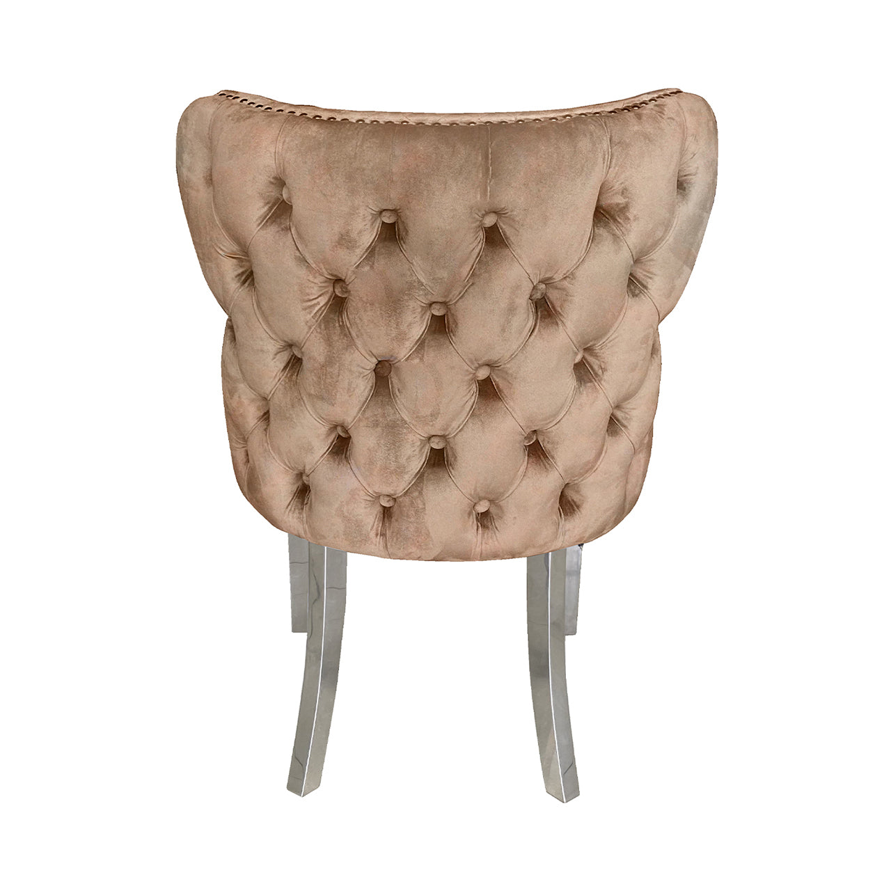 Tufted Back Dining Chair Champagne  Steel Legs-DSP