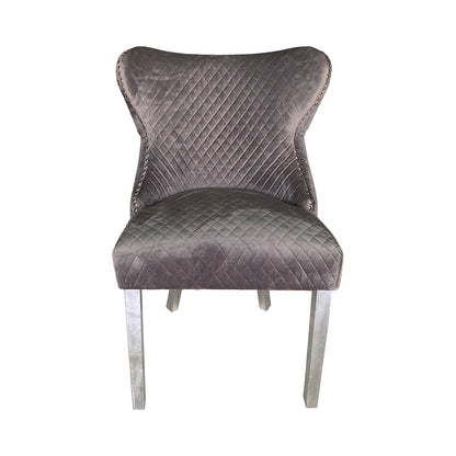 Tufted Back Dining Chair Grey Steel Legs - DSP