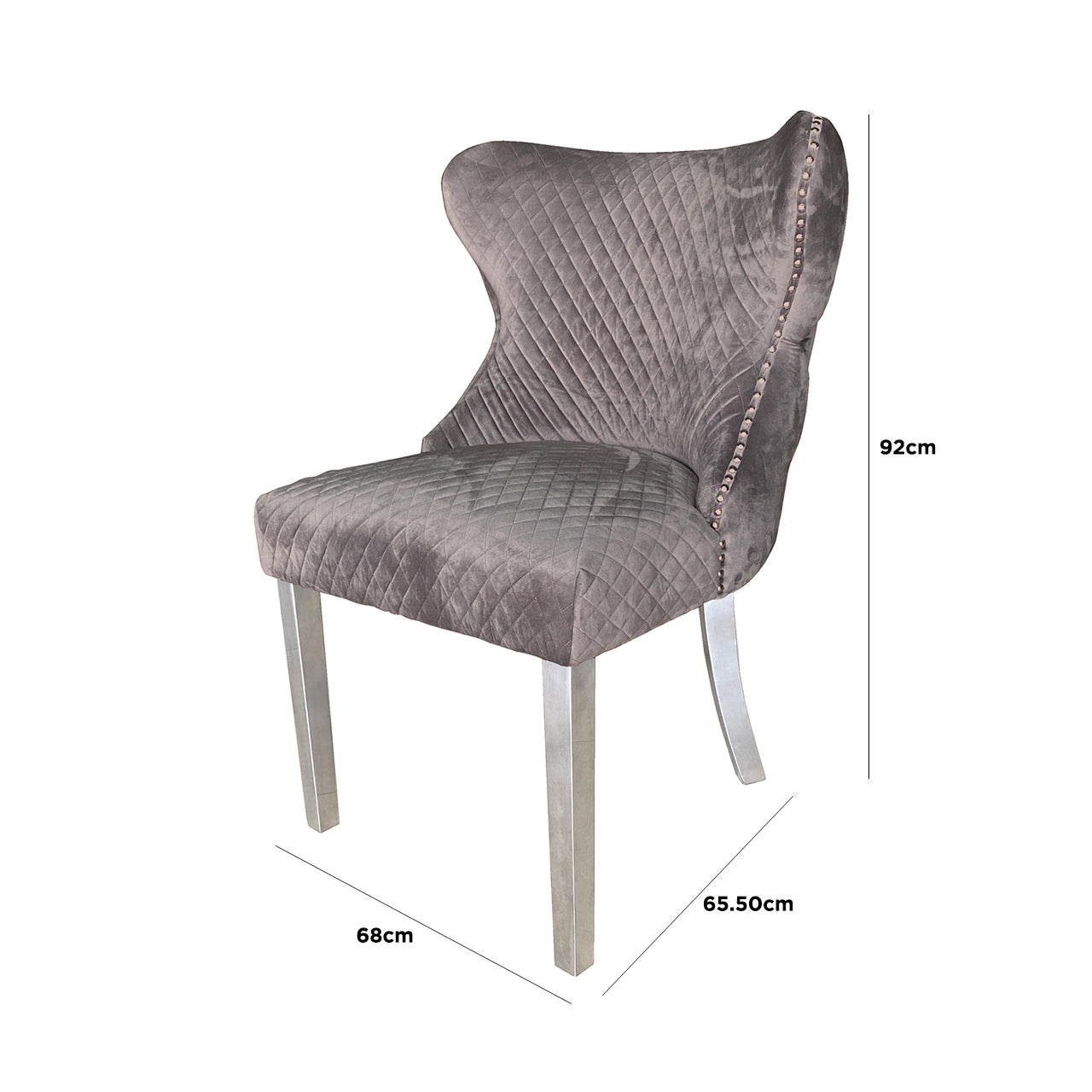 Tufted Back Dining Chair Grey Steel Legs - DSP