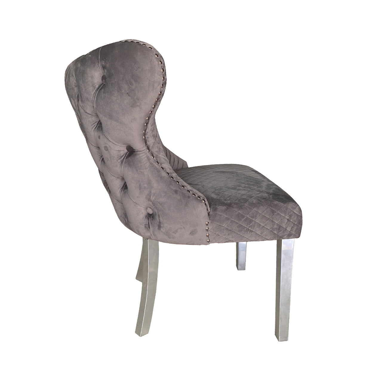 Tufted Back Dining Chair Grey Steel Legs - DSP