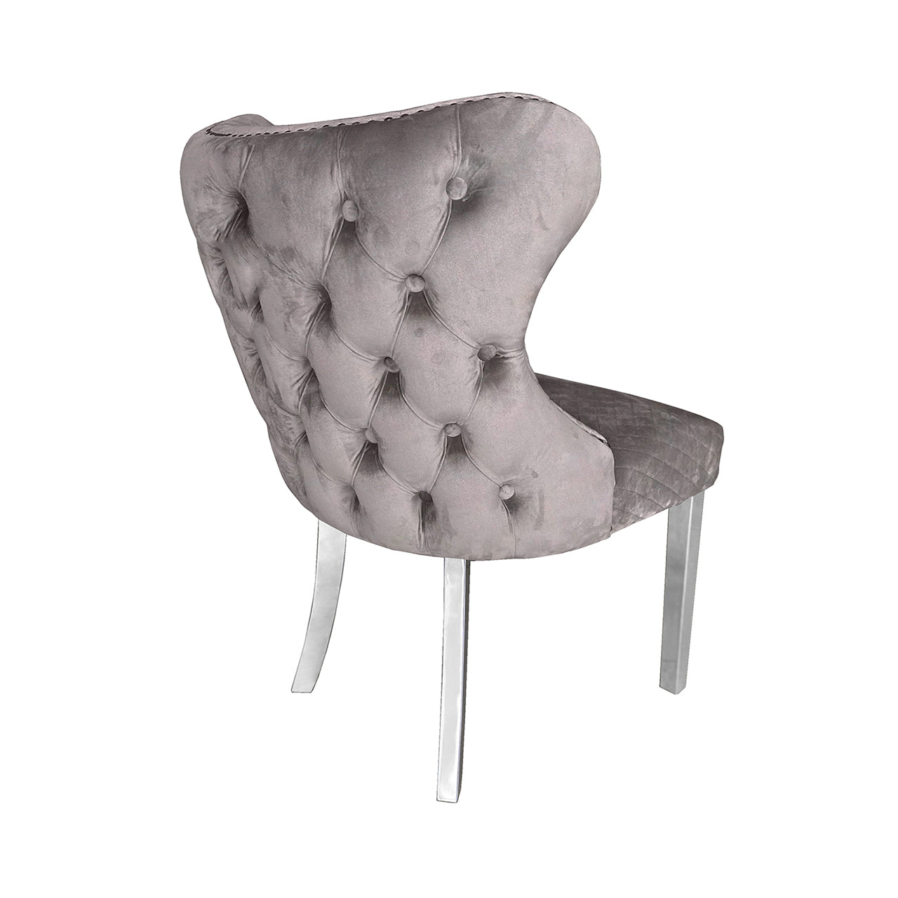 Tufted Back Dining Chair Grey Steel Legs - DSP