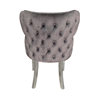 Tufted Back Dining Chair Grey Steel Legs - DSP