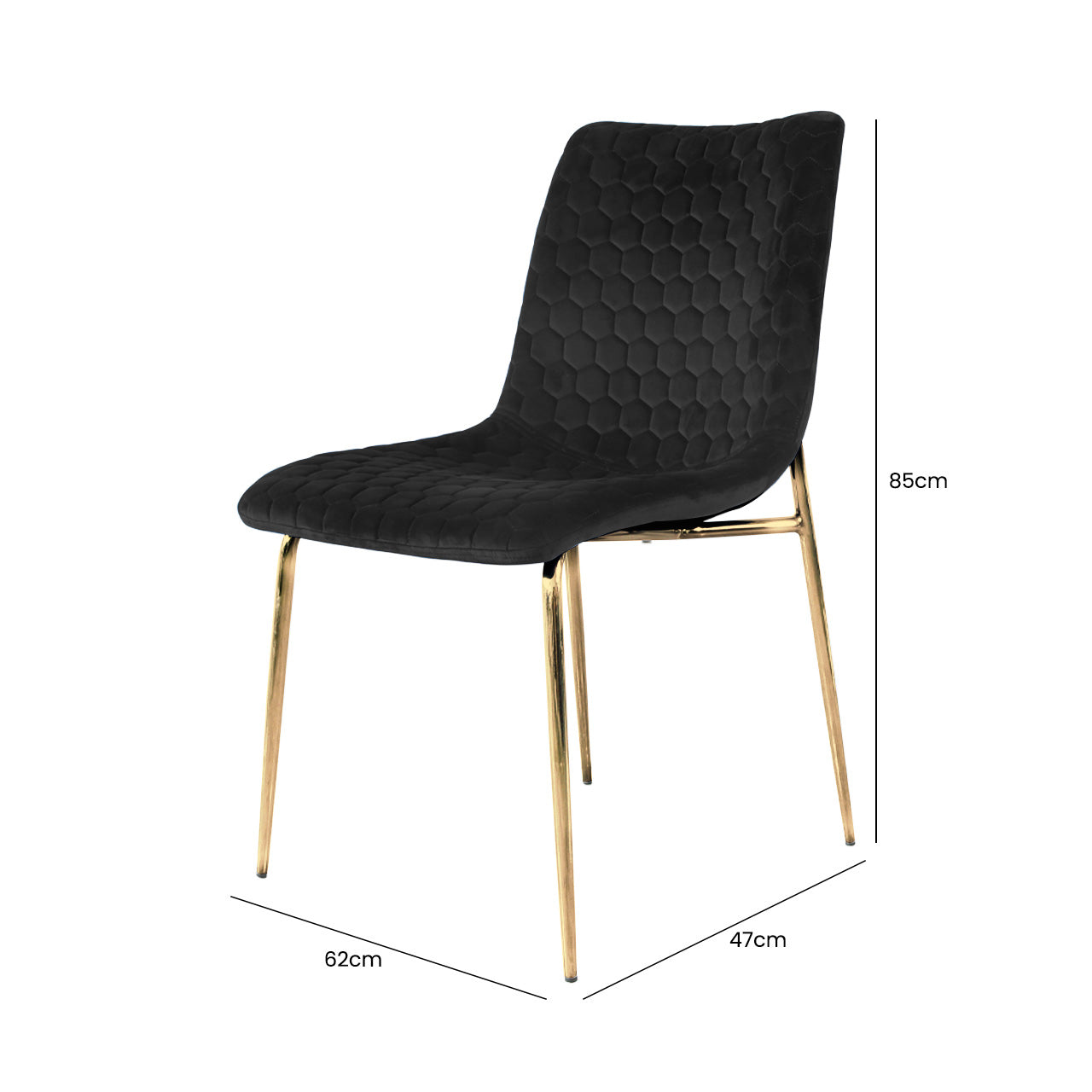 Zula Dining Chair Black Gold Legs