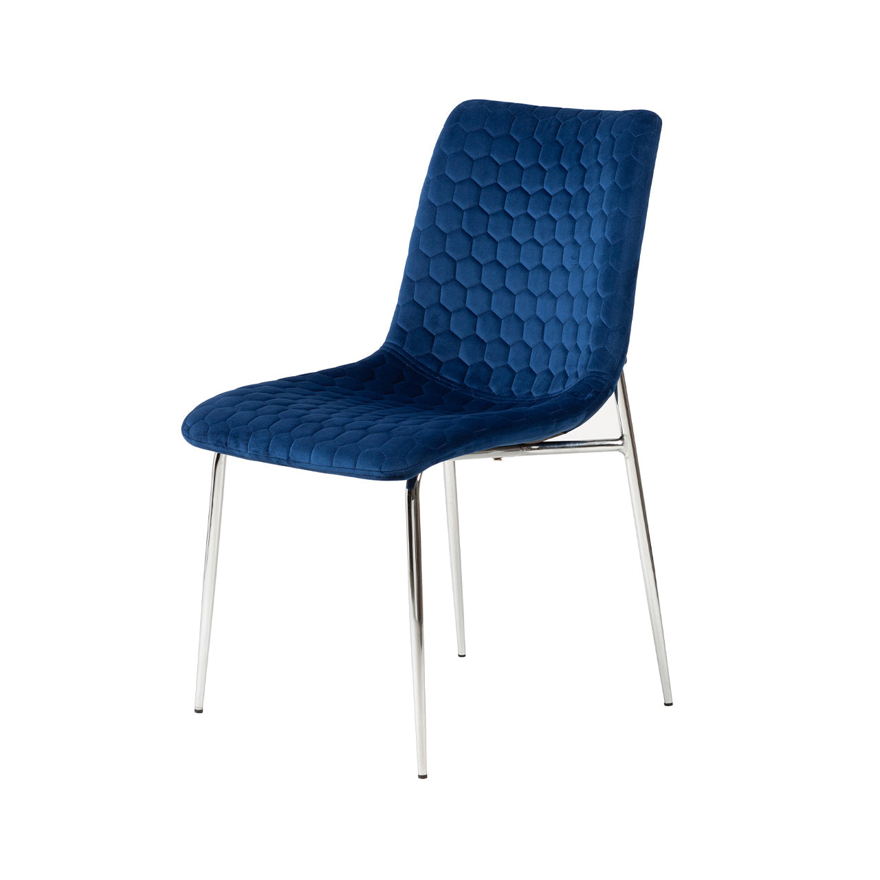 Zula Dining Chair Blue Chrome Legs