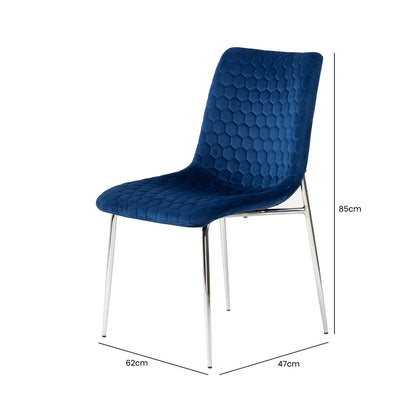 Zula Dining Chair Blue Chrome Legs