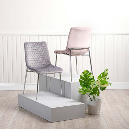 Zula Dining Chair Grey Chrome Legs