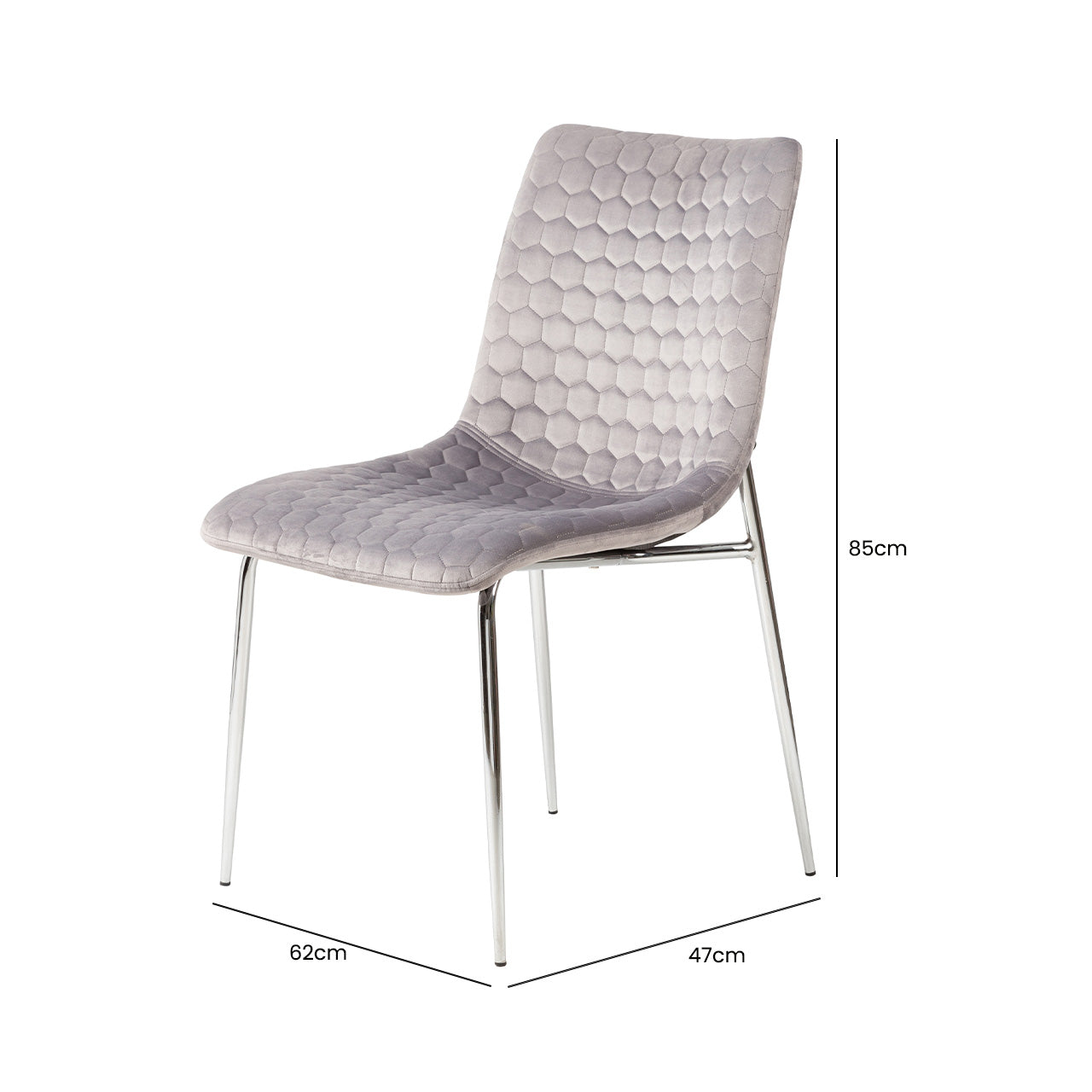 Zula Dining Chair Grey Chrome Legs