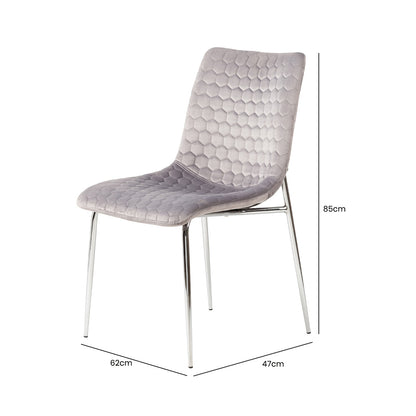 Zula Dining Chair Grey Chrome Legs