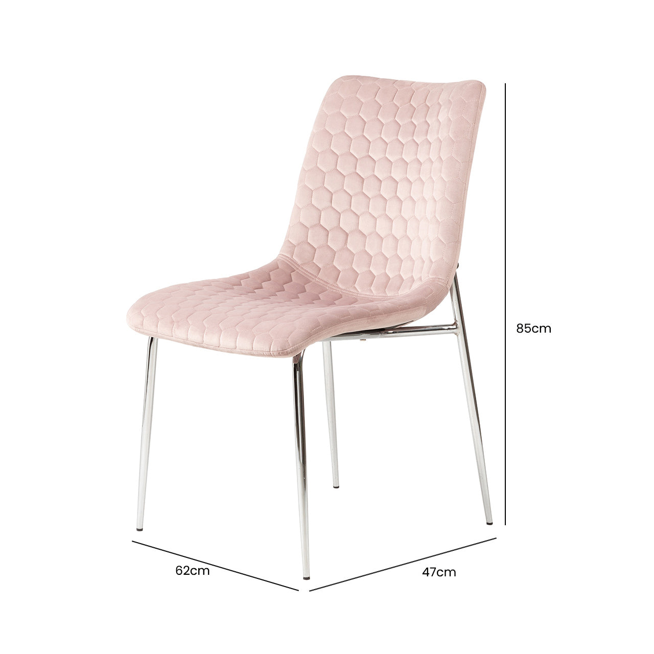 Zula Dining Chair Pink Chrome Legs