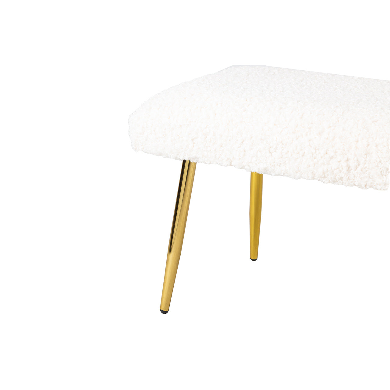 White Boucle Bench with Gold Legs - KD