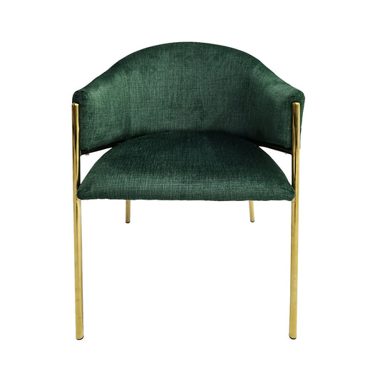 Louis Green Patterned Velvet Dining Chair with Gold Legs