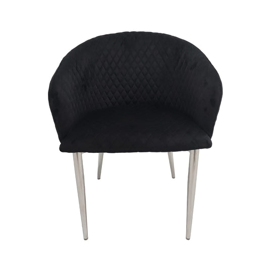 Cade Black Velvet Dining Chair with Chrome Legs