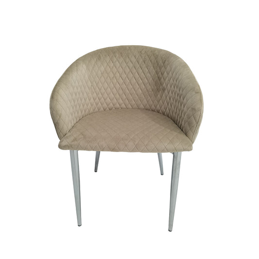 Cade Taupe Velvet Dining Chair with Chrome Legs