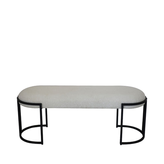 White Boucle Bench with Black Legs - KD