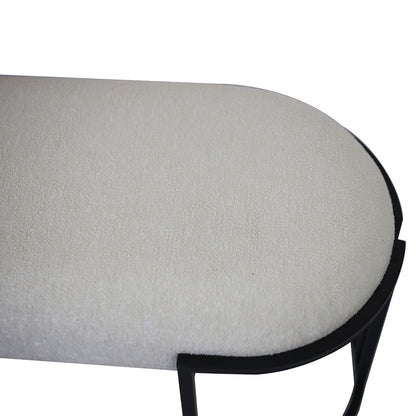 White Boucle Bench with Black Legs - KD