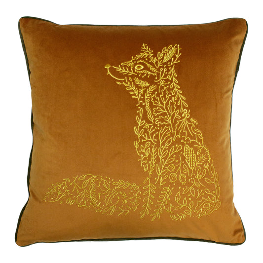 FOREST FAUNA FOX 50X50 FEATHER FILLED CUSHION RUST/MINK