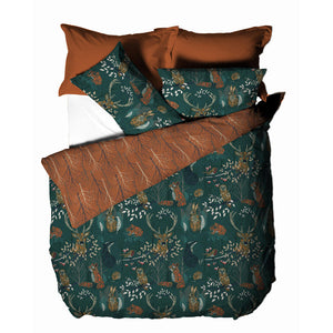 Forest Fauna King Size Duvet Set Emerald - Riva