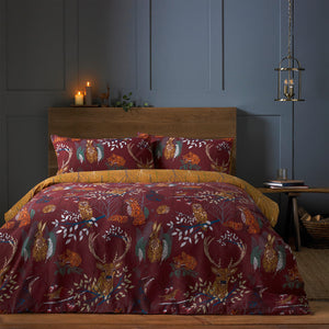 Forest Fauna Double Duvet Set Rust - Riva