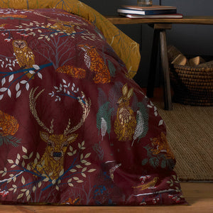 Forest Fauna Single Duvet Set Rust - Riva