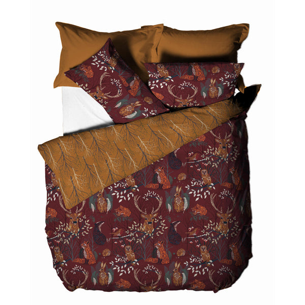 Forest Fauna Single Duvet Set Rust - Riva