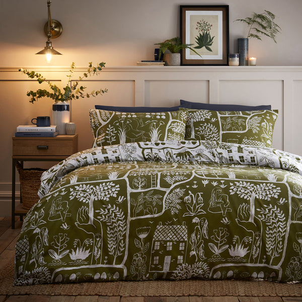 Frida Double Duvet Set Moss - Riva