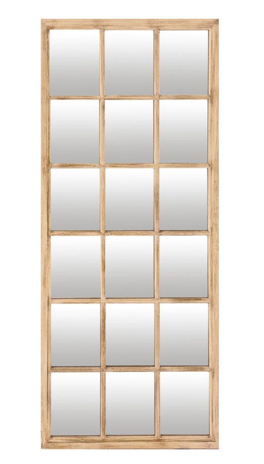 Tall Washed Wood Window Mirror