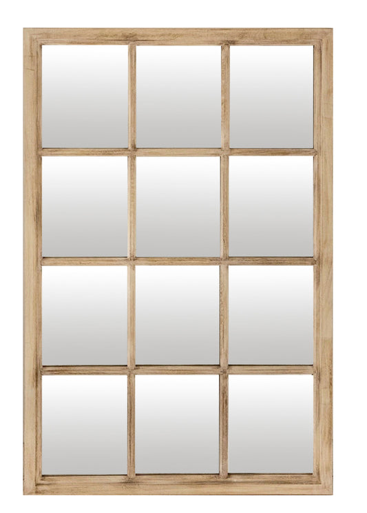 Washed Wood Window Mirror